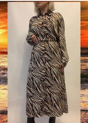 Трендова сукня - сорочка міді zara  розмір s7 фото