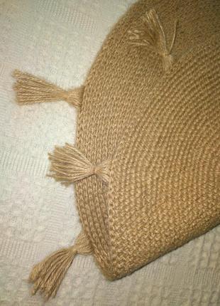Скандинавський плетений килимок з китицями круглий, джутовий, бохо еко-коврик4 фото