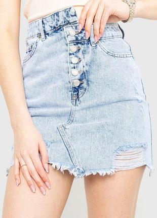 Джинсова спідниця з рванощами колір блакитний розмір 36 fa_006938