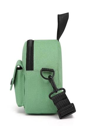 Маленькая женская сумочка через плечо, сумочка для девушек, зеленая, размер сумки 15*15*7 см, 2 кармана снаружи9 фото