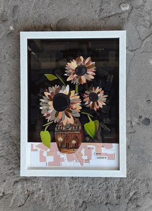 Інтер'єрна картина - подарунок - mixed media соняхи, соняшники