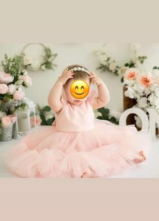 Платье, платье пышное нежно розовое для девочки размер 80 на рочек