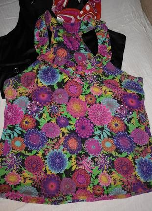 Цветочная блуза майка пионы хлопок next l/xl2 фото