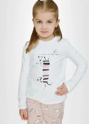 Піжама для дівчаток біла з котиками5 фото