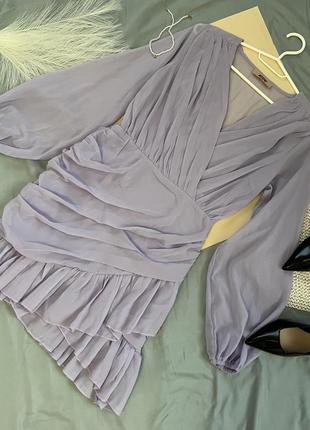 Шикарна шифонова сукня міні сукня плаття з рюшами плаття з драпіровкою4 фото