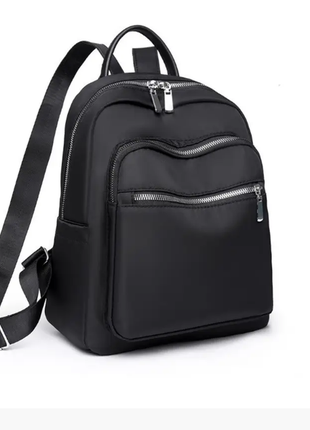 Рюкзак жіночий міський чорний із нейлонової тканини4 фото