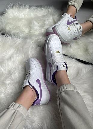 Кроссовки nike air force 1 low white/purple.9 фото