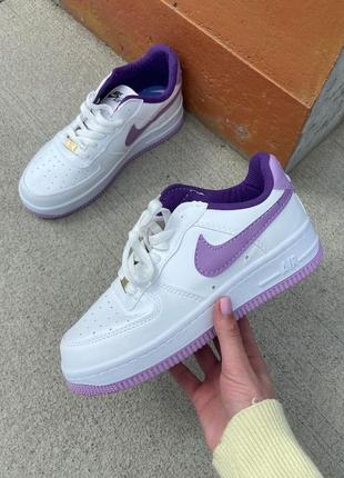 Кроссовки nike air force 1 low white/purple.8 фото