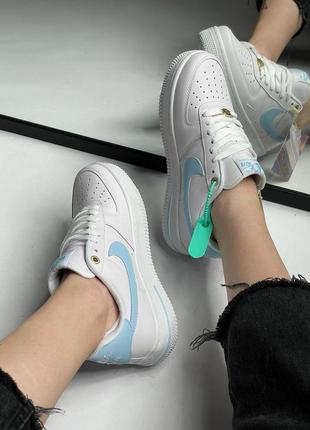 Кроссовки nike air force 1 low white/blue reflective2 фото