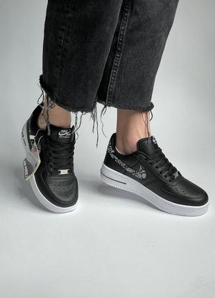 Кроссовки nike air force 1 low black/white swoosh.