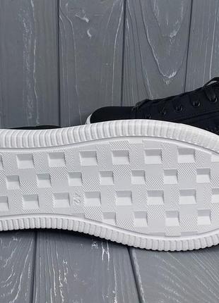 Натуральная кожа!!! летние мужские черные кроссовки / кеды на белой подошве в стиле...