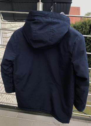 Зимняя курточка парка для мальчика гап gap темно синяя размер 146-152 на 12 13 лет5 фото