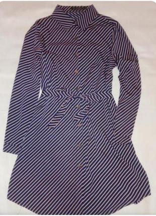 Стильна смугаста сукня-сорочка (платье-рубашка)