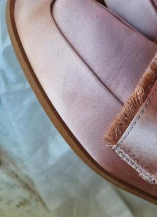 Брендовые стильные пудровые розовые сатиновые текстильные атласные красивые лоферы туфли балетки оксфорды обувь zara 38 с пыльником10 фото