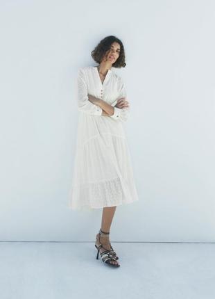 Zara платье с ажурной вышивкой, xs, s, m