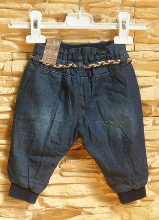 Утеплені джинси-джоггеры/штани zara/зара на 3-6 місяців (розм.68)3 фото