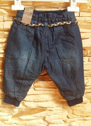 Утеплені джинси-джоггеры/штани zara/зара на 3-6 місяців (розм.68)4 фото