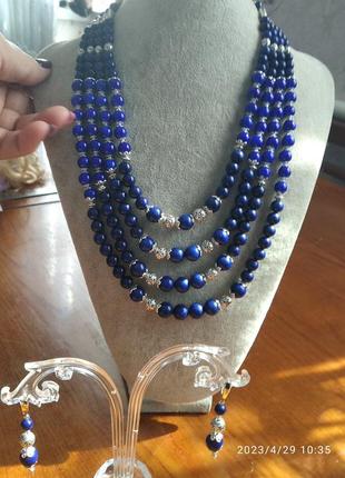 Ожерелье и серьги из лазурита5 фото