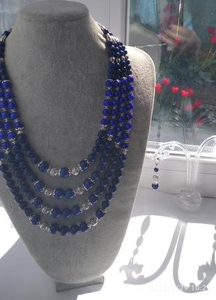 Ожерелье и серьги из лазурита8 фото