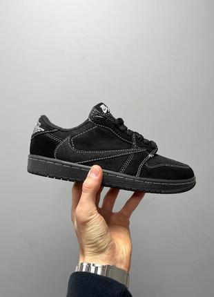 Мужские кроссовки nike air jordan 1 retro low og sp travis scott black phantom 40-41-42-43-44-45