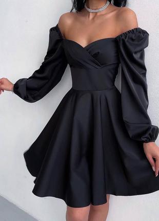 Сукня плаття міні міді чашки обємний рукав софт кльош святкова випускна2 фото