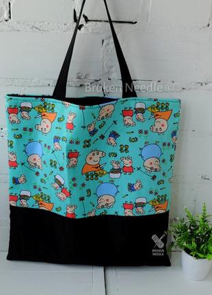 Эко сумка с свинкой пеппа, эко торба, детский шоппер/ Эко сумка, шоппер peppa pig1 фото