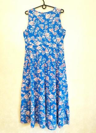 100% хлопок свободное платье ярусами миди длинный сарафан оверсайз цветочный принт3 фото
