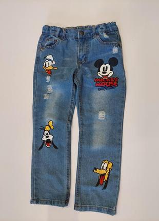 Крутые свободные джинсы с микки от disney 5-6 лет6 фото