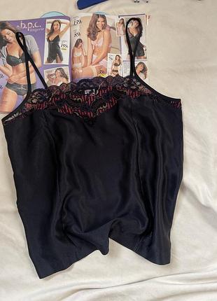 Шелковая черная майка с кружевом от beldona