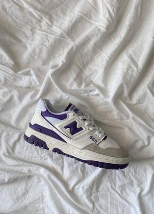 Женские кожаные кроссовки new balance 550 white purple нью баланс 5503 фото