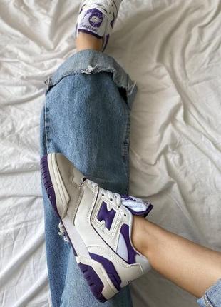 Женские кожаные кроссовки new balance 550 white purple нью баланс 5502 фото