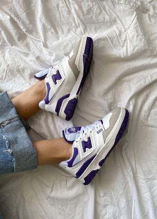 Женские кожаные кроссовки new balance 550 white purple нью баланс 5505 фото