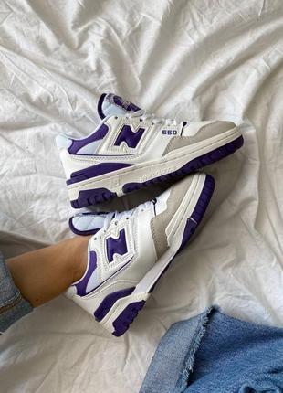 Женские кожаные кроссовки new balance 550 white purple нью баланс 5506 фото