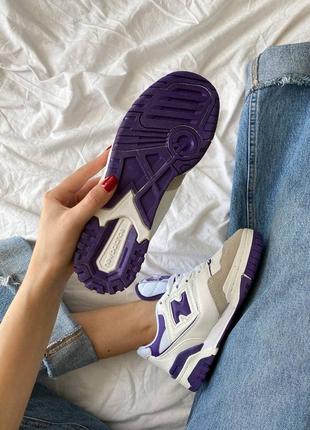 Женские кожаные кроссовки new balance 550 white purple нью баланс 5507 фото