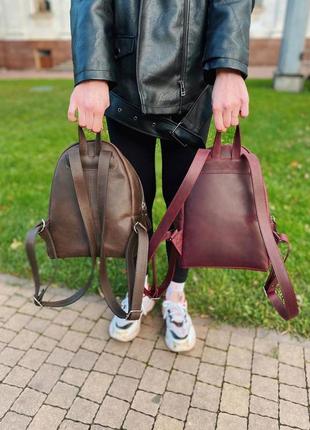 Кожаный женский рюкзак3 фото