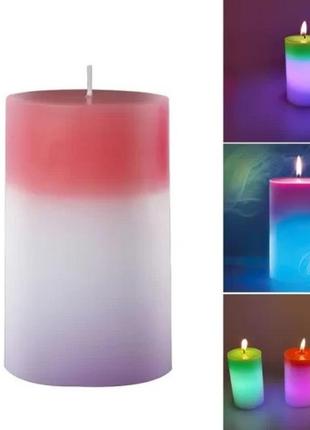 Восковая свеча "хамелеон" candled madic 7 color с led подсветакой розовая2 фото
