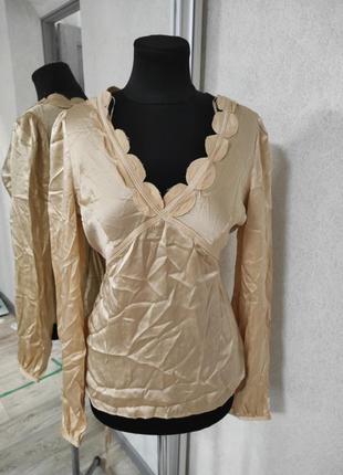 Дизайнерская оригинальная cacharel блуза шелковая дорогостоящая бренда из шелка на завязках2 фото