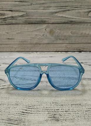 Жіночі сонцезахисні окуляри блакитні, великі в пластиковій оправі (без брендових)2 фото