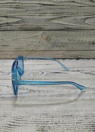 Жіночі сонцезахисні окуляри блакитні, великі в пластиковій оправі (без брендових)4 фото