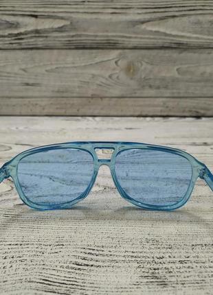 Жіночі сонцезахисні окуляри блакитні, великі в пластиковій оправі (без брендових)5 фото