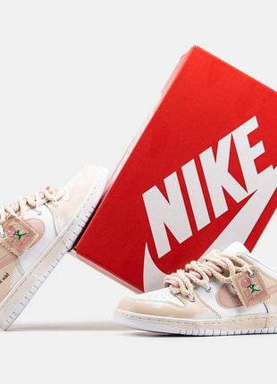 Кроссовки nike sb dunk low white pink