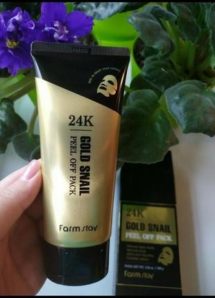 Скидка, farm stay 24k gold snail peel off pack маска плівка для обличчя