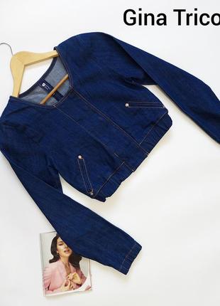 Жіноча джинсова коротка синя куртка/кроптом на кгопках від бренду gina tricot1 фото