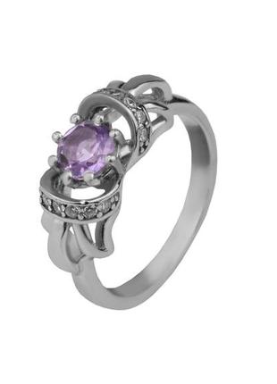 Кольцо серебряное с натуральным аметистом брусничка 1833/9р аметист, 16 размер