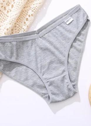 Оновлення 🩶 бавовняні класичні трусики в рубчик, сліпи, v-виріз, багато кольорів, розміри м-4хл