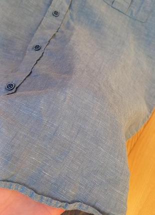 Massimo dutti голубая рубашка 100% лен с длинным рукавом  / с коротким рукавом  / блакитна льняна сорочка9 фото