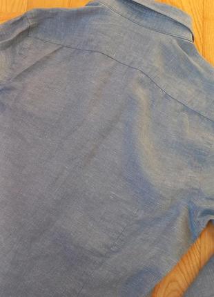 Massimo dutti голубая рубашка 100% лен с длинным рукавом  / с коротким рукавом  / блакитна льняна сорочка8 фото