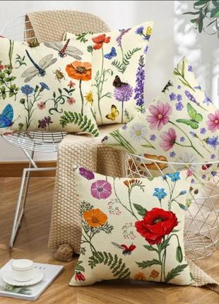 Наволочка 45×45 декоративная полевые цветы