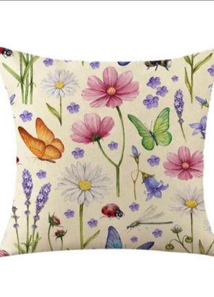 Наволочка 45×45 декоративная полевые цветы
