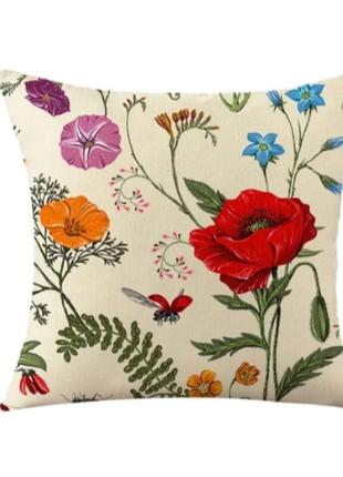 Наволочка 45×45 декоративная полевые цветы